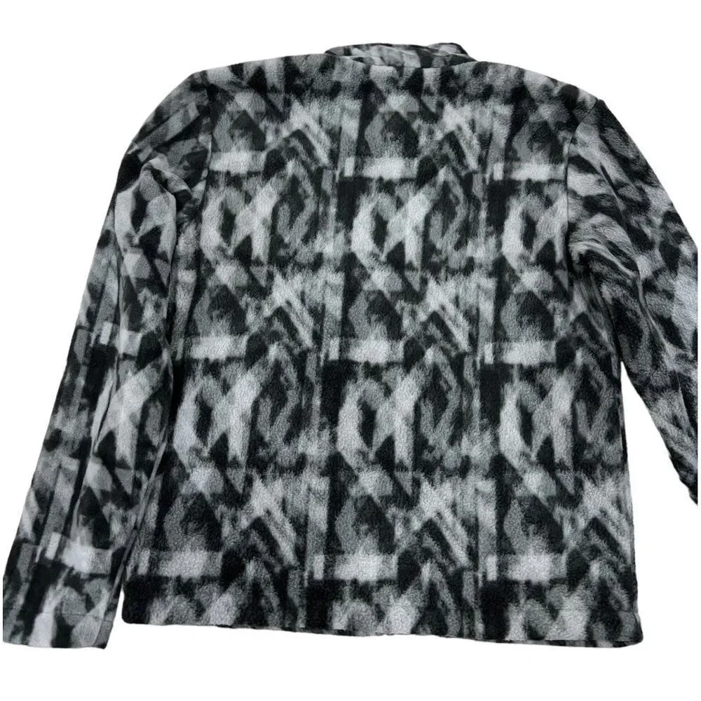 Eddie Bauer‎ Boys Size L (14/16) Fleece Jacket Gray Black Pattern
